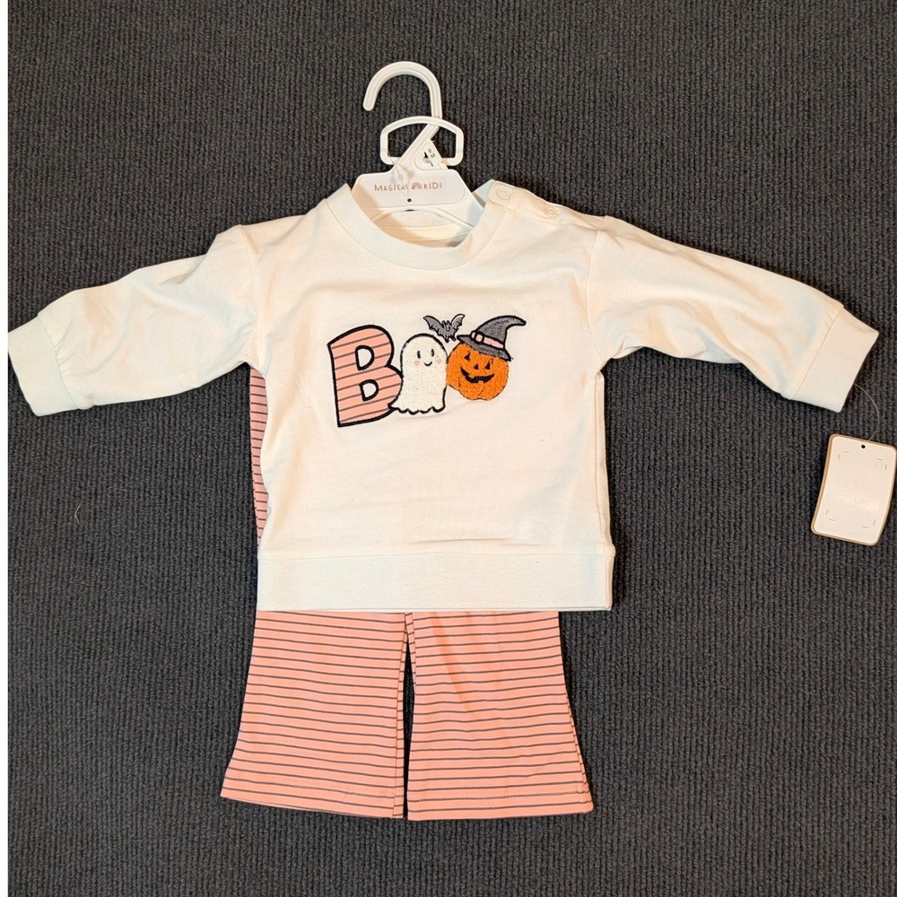 Magical Kids Halloween Boo Ghost Pumpkin Sweatshirt Flare Legging Set 9M NEW